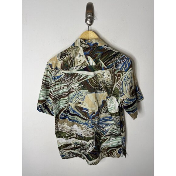 Kai Aloha Surf Shirt Men’s S 100% Cotton Made in Hawaii Ocean Wave Print - Picture 4 of 4